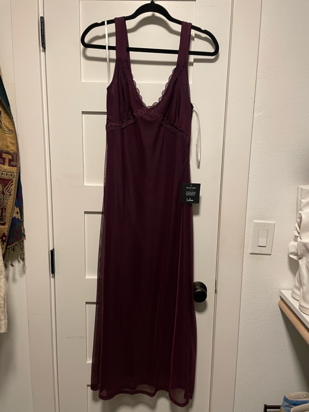 Lulus Flawless Mentality Purple Mesh Lace Sleeveless Midi Slip Dress